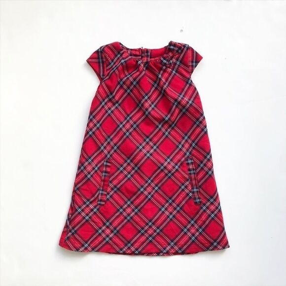 H&M red/navy plaid dress jumper EUC 4-5Y - Picture 1 of 2
